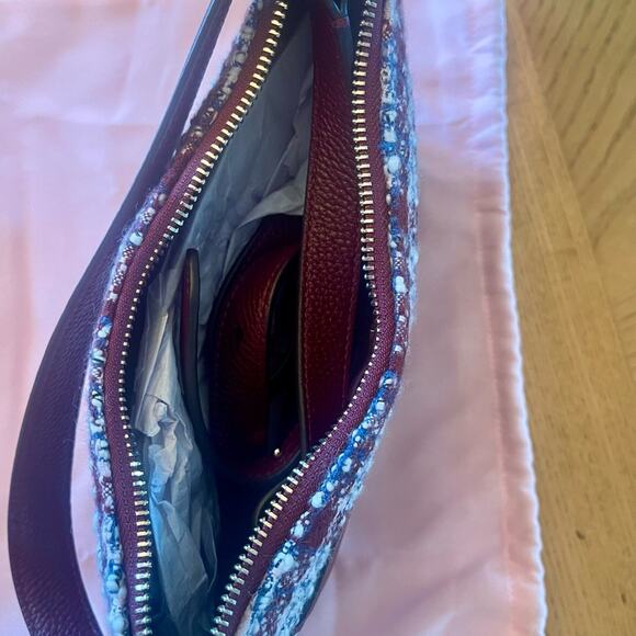 NWT Kate Spade medium Hudson tweed convertible bag in dark Merlot multi - Picture 5 of 13